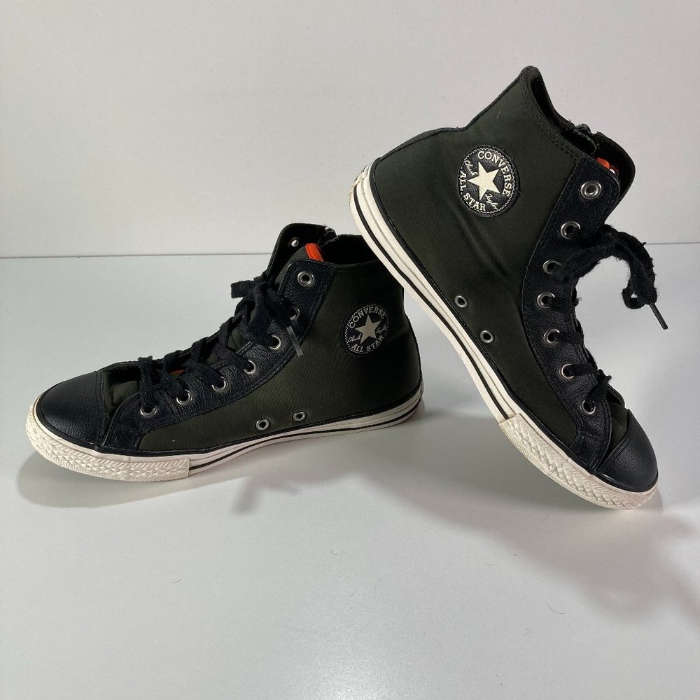 Converse Chuck Taylor All Star Side Zipper High Top Green Black Womens size 8